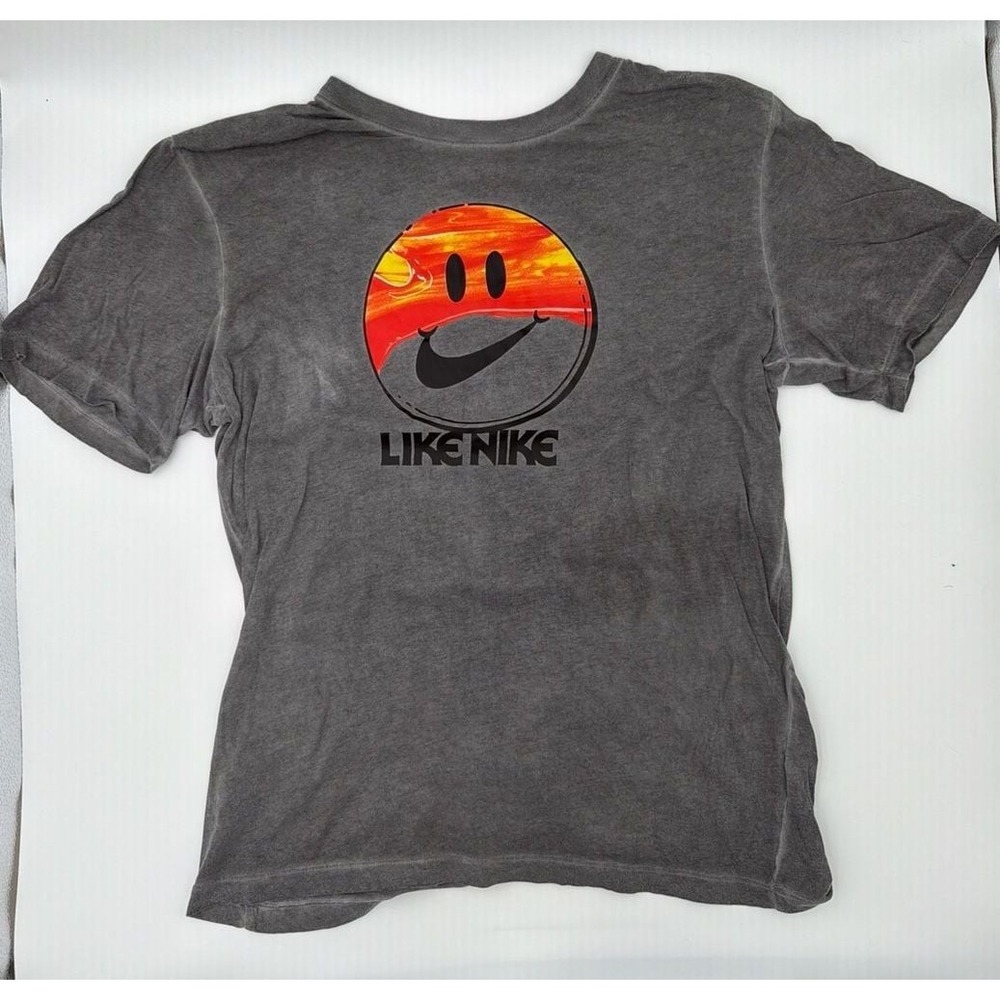 Nike Mens Like Nike Smiley Face Graphic T-Shirt Gray Short Sleeve Size M - Picture 3 of 5
